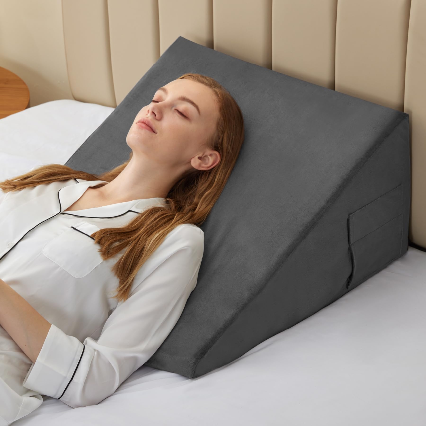 Memory Foam Wedge Pillow for Sleeping – Ergonomic Bed Support Cushion for Acid Reflux, Snoring & Back Pain Relief